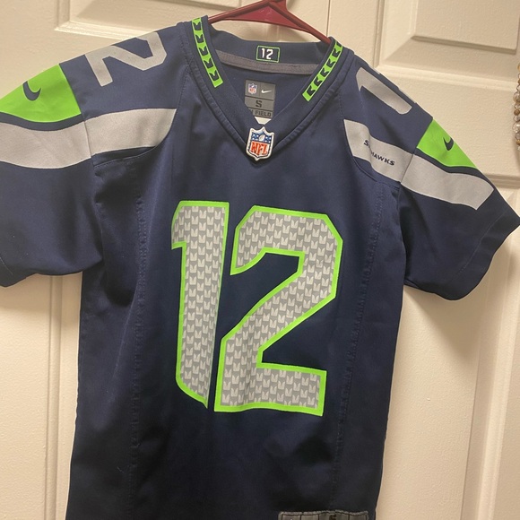 Nike Onfield NFL Seattle Seahawks #12 Fan Women’s Blue Gray Jersey Size Small - Picture 11 of 16